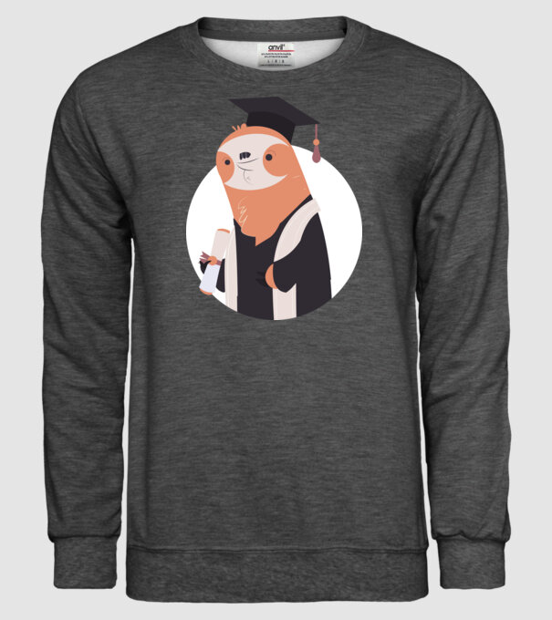 Leneș cu diplomă pentru absolvire model gri închis pe tricou