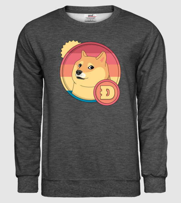 Doge Coin model gri închis pe tricou