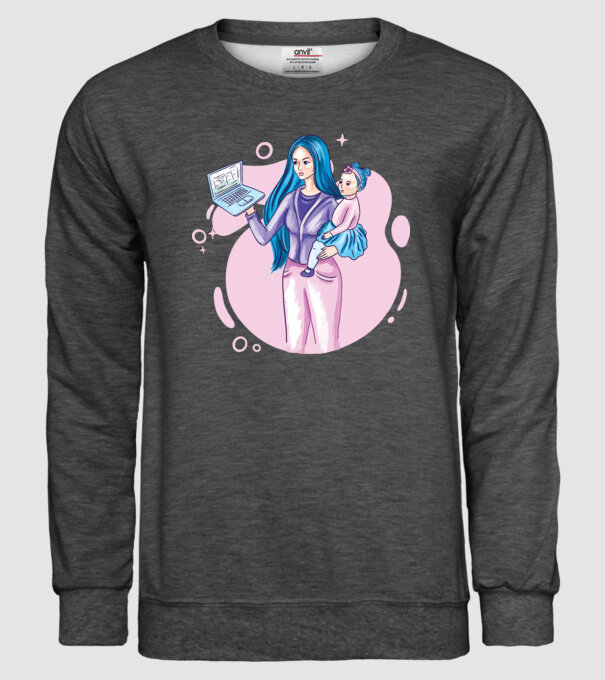 Mamă Lucrătoare model gri închis pe tricou