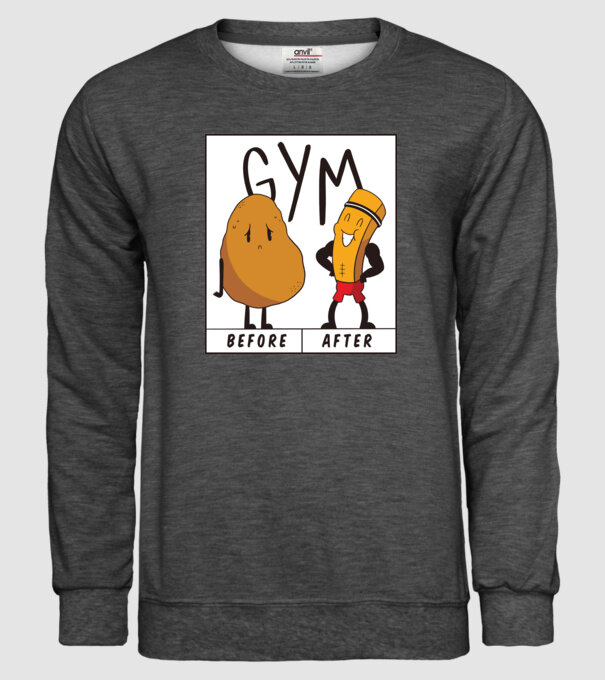 Înainte de antrenament, După antrenament model gri închis pe tricou