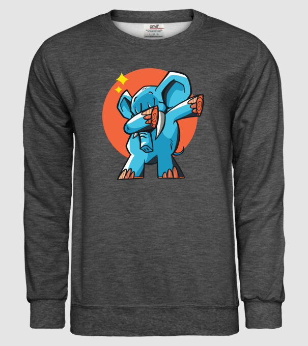 Elefant DAB model gri închis pe tricou