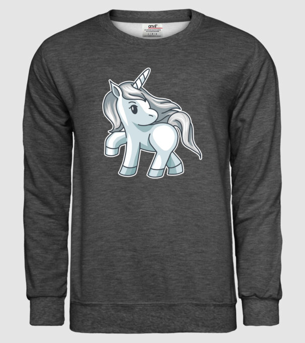 Unicorn de argint model gri închis pe tricou