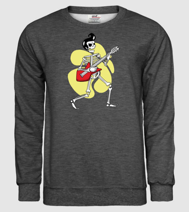 Schelet Elvis cu chitară model gri închis pe tricou
