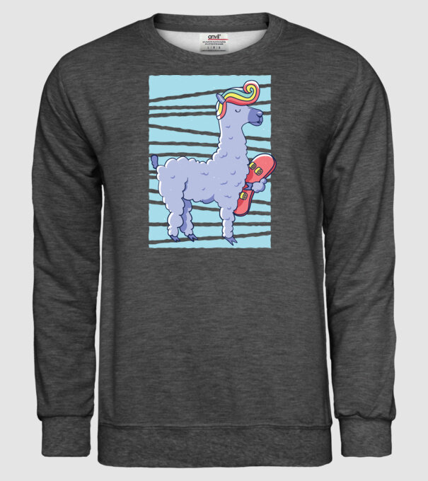 Lama Skateboarder model gri închis pe tricou