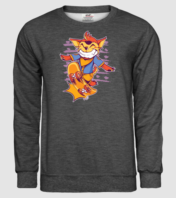 Vulpe Skateboarder model gri închis pe tricou