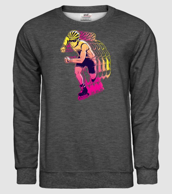 Concurent patine pe rotile model gri închis pe tricou