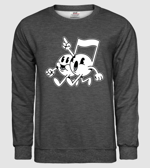 Note muzicale model gri închis pe tricou