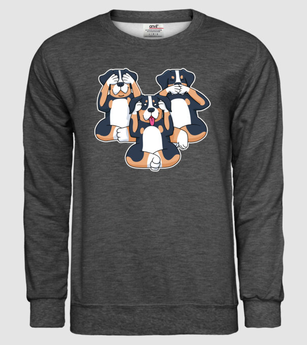 Trei câini model gri închis pe tricou