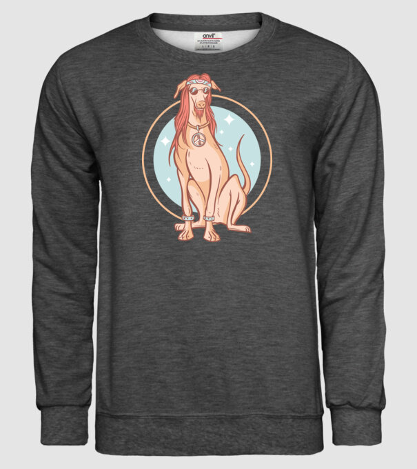 Câine Ogar Hippy model gri închis pe tricou