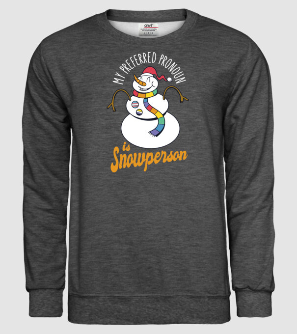 Om de zăpadă model gri închis pe tricou