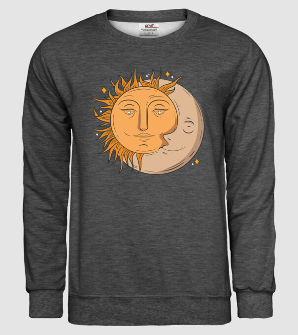Luna și Soarele model gri închis pe tricou