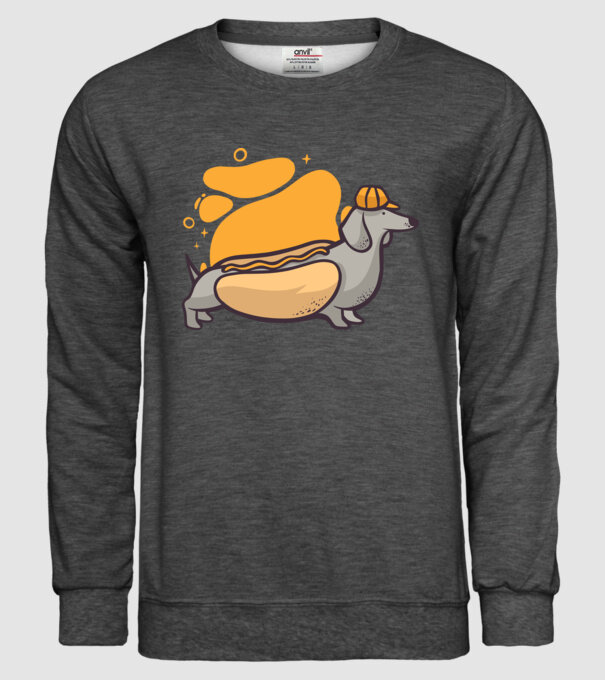 Teckel Hot dog model gri închis pe tricou