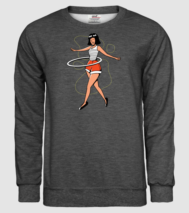 Cerc hula-hoop model gri închis pe tricou