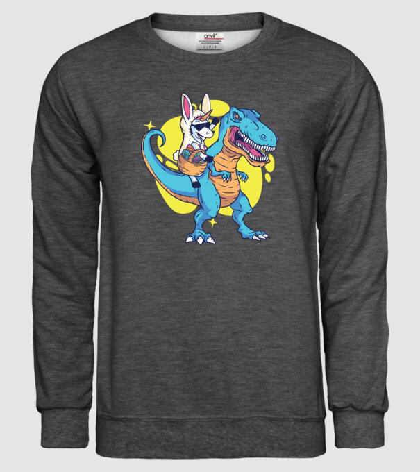 Dinozaur de Paște model gri închis pe tricou