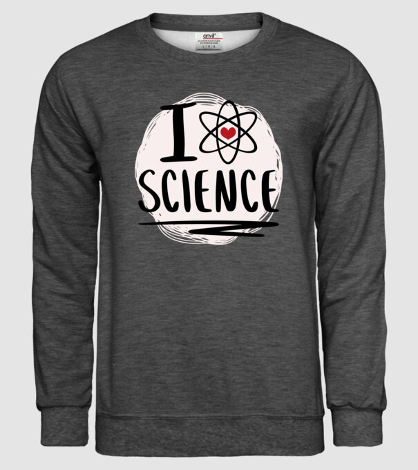 I Love Science știință model gri închis pe tricou