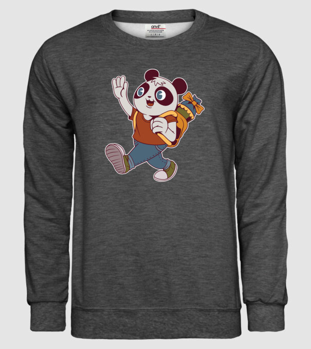 Panda școlar model gri închis pe tricou