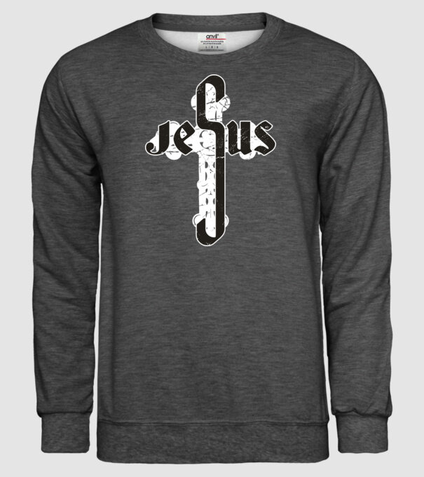 Iisus Cruce model gri închis pe tricou