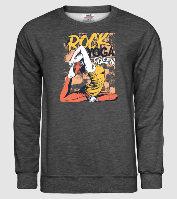 Regina Yoga model gri închis pe tricou