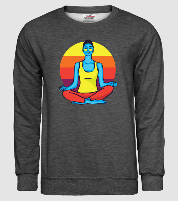 Yoga Meditație Retro model gri închis pe tricou