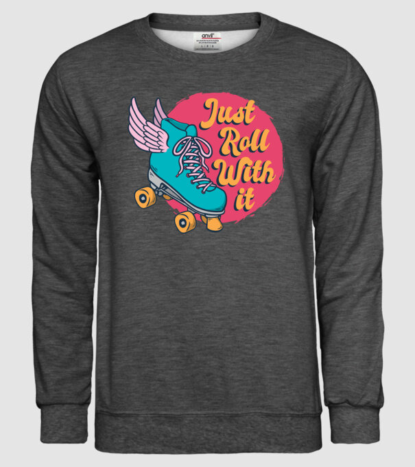 Just Roll with it - patine cu rotile model gri închis pe tricou