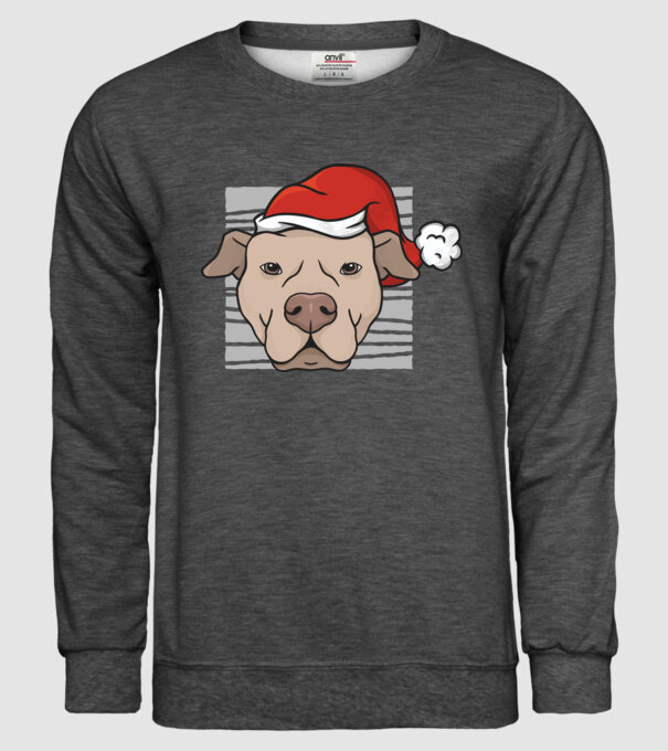 Pitbull de Crăciun model gri închis pe tricou