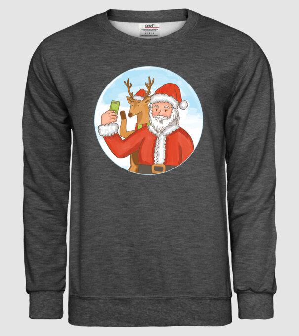 Selfie de Crăciun model gri închis pe tricou
