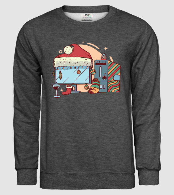 Computer de Crăciun model gri închis pe tricou