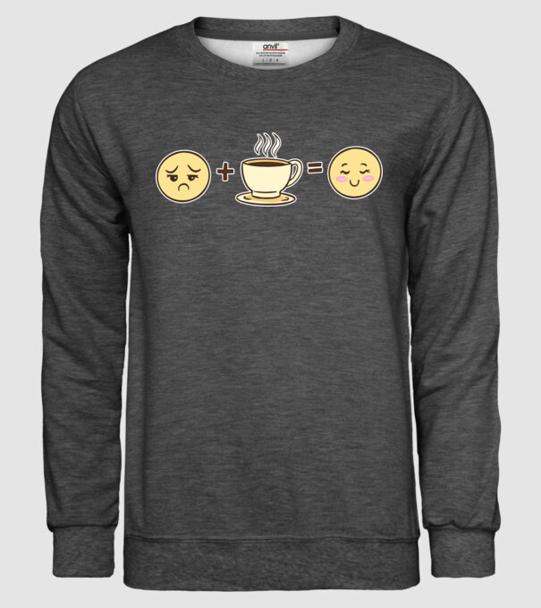 Cafea Fericire model gri închis pe tricou