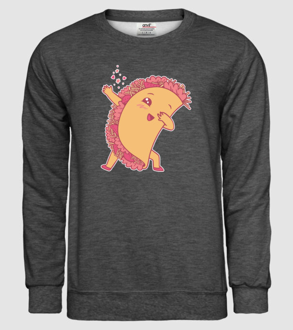 Kawaii Taco DAB model gri închis pe tricou