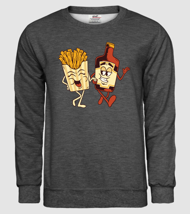 Ketchup + cartofi prăjiți model gri închis pe tricou