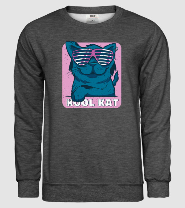 Kool Cat - Pisică Cool model gri închis pe tricou