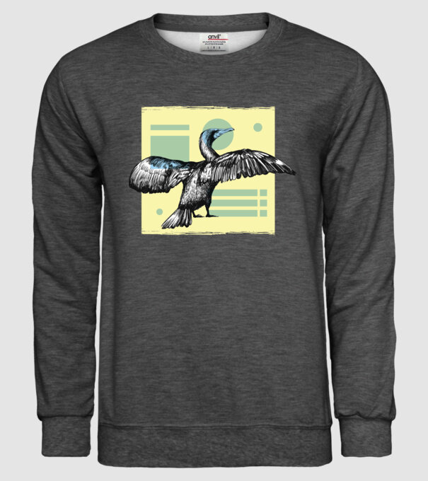 Pasăre cormoran model gri închis pe tricou