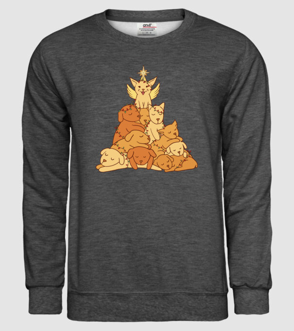 Pom de Crăciun cu Câine model gri închis pe tricou