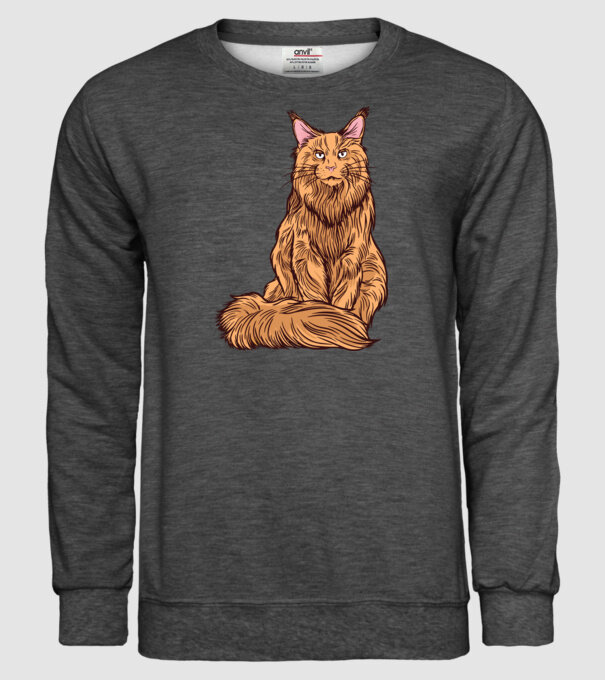 Pisică Maine Coon model gri închis pe tricou