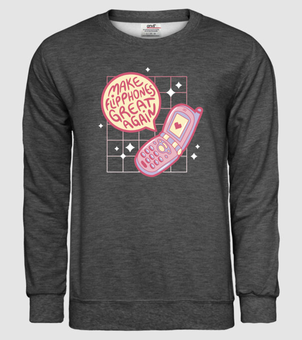 Make Flipphones Great Again Retro model gri închis pe tricou