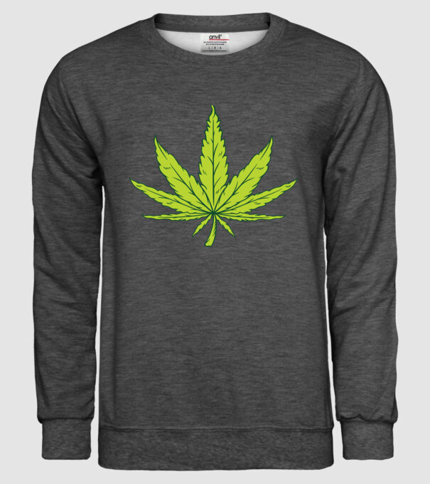 Frunză de marijuana model gri închis pe tricou