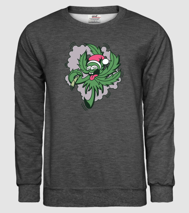 Marijuana Santa model gri închis pe tricou