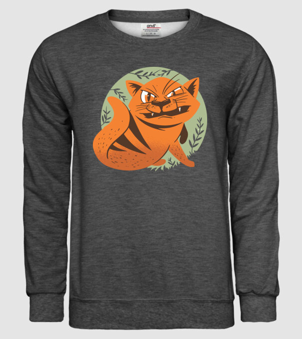 Pisică Supărată model gri închis pe tricou