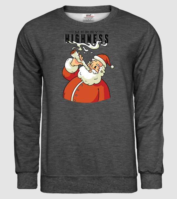 Merry Highness Mikulás fumează iarbă model gri închis pe tricou
