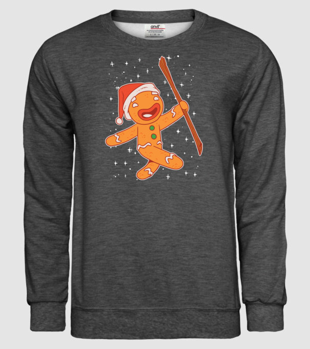 Turtă dulce Moș Crăciun tricou model gri închis pe tricou
