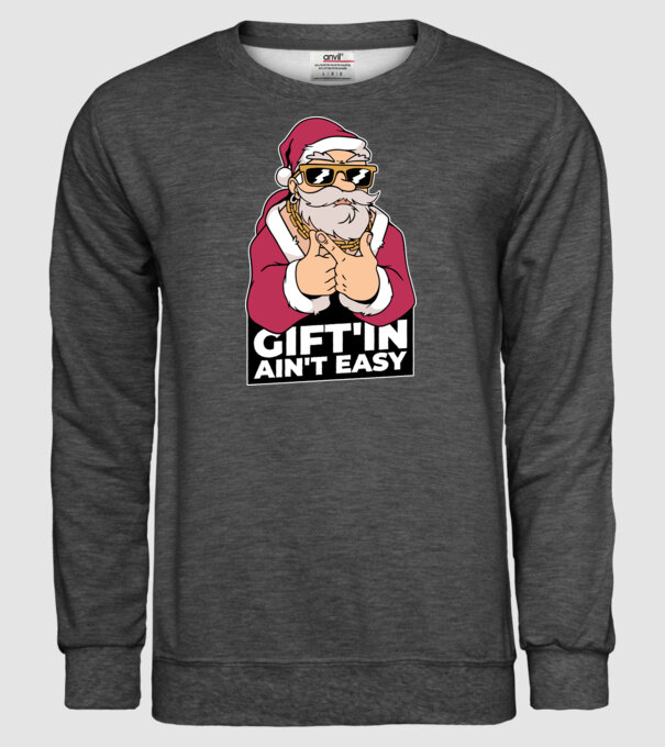Moș Crăciun Gangster - tricou amuzant Crăciun model gri închis pe tricou
