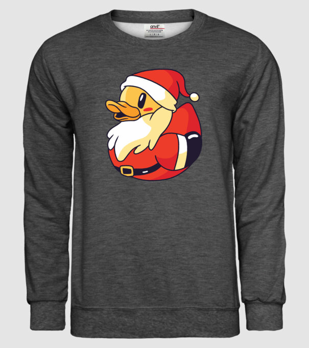 Tricou Moș Crăciun Rață model gri închis pe tricou