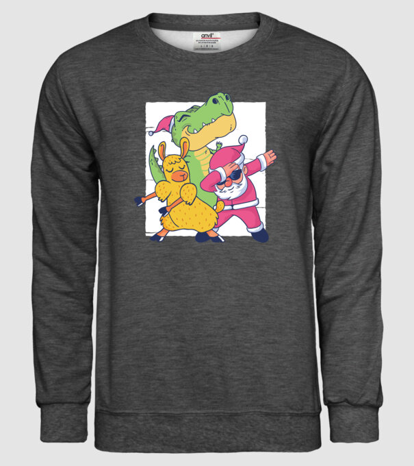 Moș Crăciun Llama T-rex DAB pentru Crăciun model gri închis pe tricou