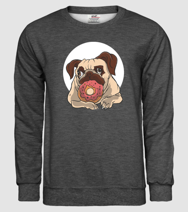 Mops cu gogoașă model gri închis pe tricou