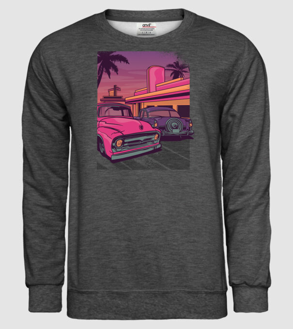 Old school California model gri închis pe tricou