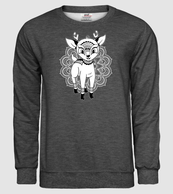 Mandala Căprioară model gri închis pe tricou