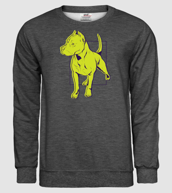 Câine Pitbull model gri închis pe tricou