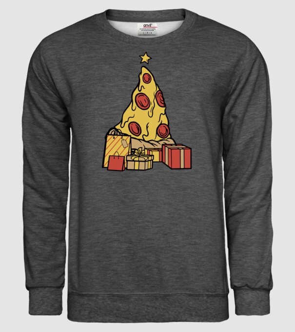 Pizza pom de Crăciun model gri închis pe tricou