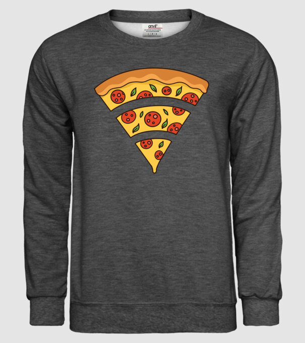 Felie de pizza Wifi model gri închis pe tricou