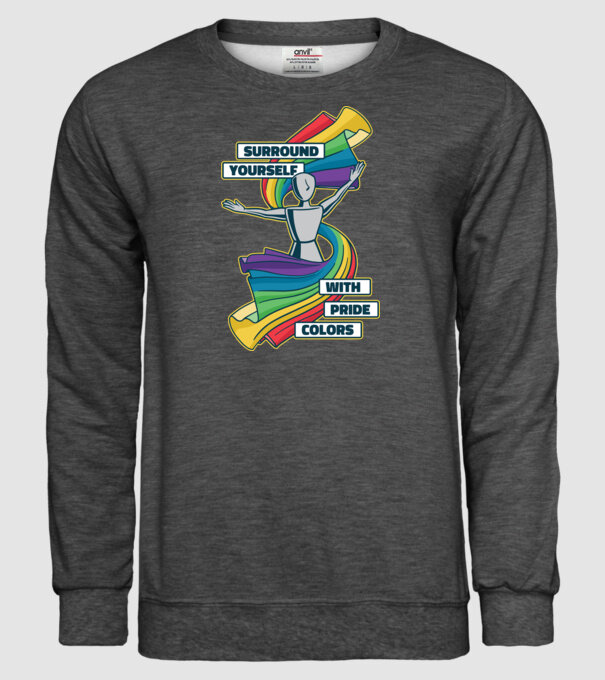 Pride cu curcubeu model gri închis pe tricou